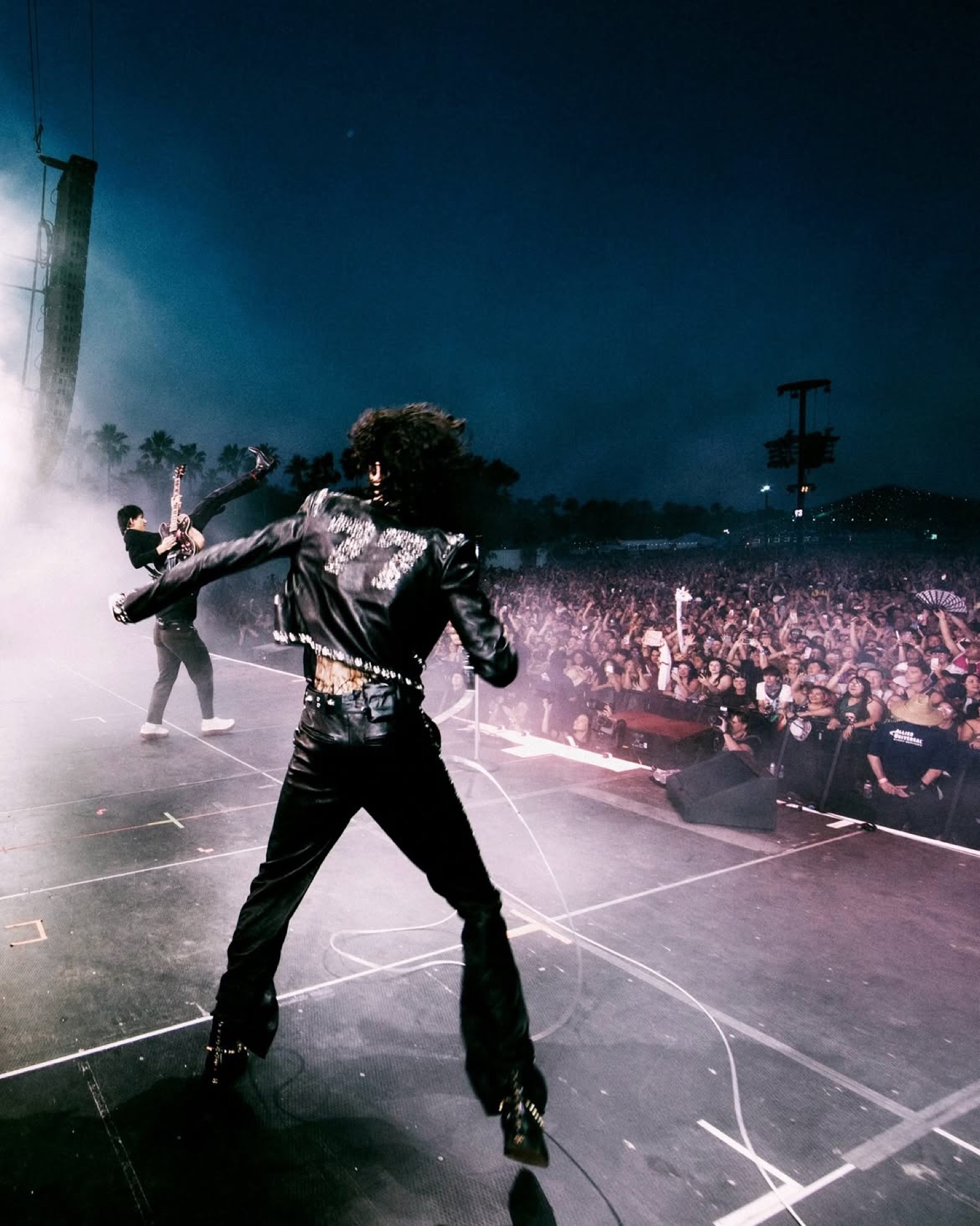An artist performing to a crowd